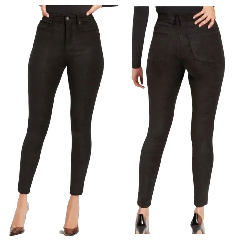 Good American Womens Black Good Legs Faux Suede Skinny Pants Size 10/30